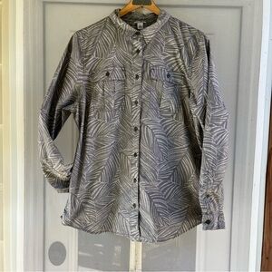 LL Bean ladies gray button-down shirt